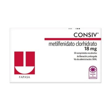 METILFENIDATO: CONSIV 18MG X 30 TABLETAS